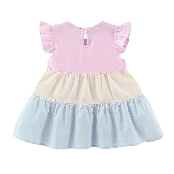 MEZZALL Children Dress With Floral Flying Sleeves Summer Sweet Dress For Toddler Infants Daily Wear Cozy / 3 Years