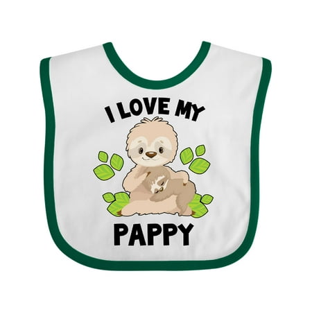 

Inktastic Cute Sloth I Love My Pappy with Green Leaves Gift Baby Boy or Baby Girl Bib