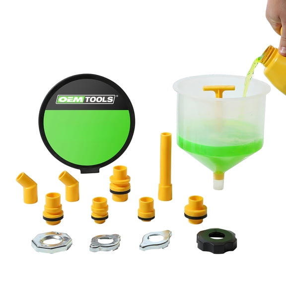 OEMTOOLS Universal No-Spill Coolant Funnel Kit, 15 Piece Fluid & Oil Funnel Set