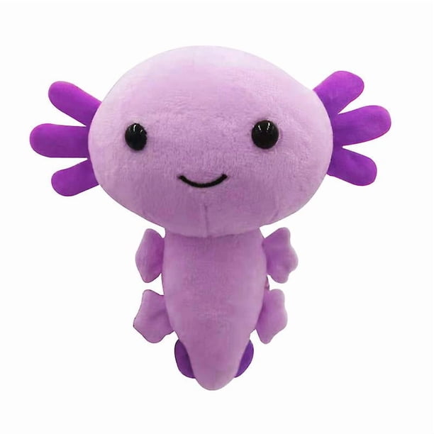 Bonita almohada de peluche con forma de ajolote, cojín de peluche de dibujos animados (morado)