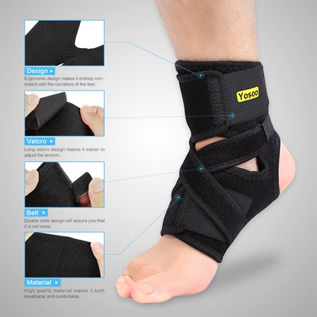 Yosoo Ankle Protector,Ankle Brace Support Warm Foot Drop Guard Sprain Injury Wrap Belt Elastic Stabilizers for Sports