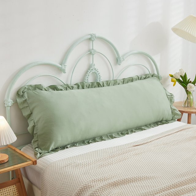 Move Over Sage Green Ruffle Body Pillow Sham 20x54 inches Ruffled Fringe Pattern Body Pillowcase 100% Washed Microfiber