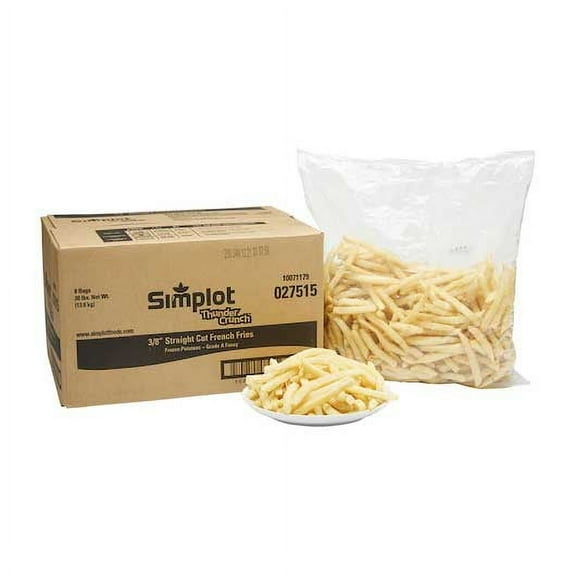 Simplot Thunder Crunch 3/8 Straight Cut Potato Fries, 5 Pound -- 6 per case.