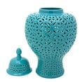 thumbnail image 3 of Red Lantern 25" Carved Temple Jar - Turquoise, 3 of 7