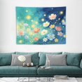 thumbnail image 5 of Watercolor Night Glow Wildflower Tapestry, Teal-to-Navy Blue Gradient Background Art Tapestry, Aesthetic Whimsical Decor for Bedroom Living Room, 40x30in, 5 of 7