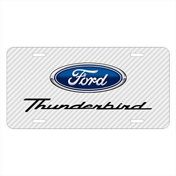 Ford Thunderbird White Carbon Fiber Look Graphic Special Aluminum Metal License Plate