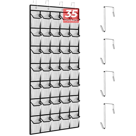Shoe Organizers 35 Mesh Pockets Over The Door, Up to 40 Pounds, Hanging Shoe Organizer Shoe Rack For Door Closet, Shoe Holder Hanger For Sneakers