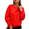 thumbnail image 3 of Zorvxlyn Oversized Sweatshirt for Women Drop Shoulder Long Sleeve Oversized Crewneck Sweatshirt Women Fall Winter Solid Color Pullover for Women Red XXL, 3 of 7