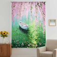 thumbnail image 2 of Pink Flowers Sheer Curtains 45 Inches Long, Green Lake Spring Plants Small Boat Light Filering Curtains, Breathable Simi Curtain Privacy Drapes for Kitchen Bathroom Lightweight Small Window Treatment, 2 of 9