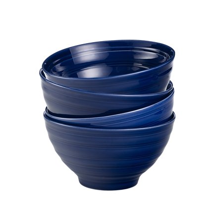 Woven Paths Farmhouse Stoneware Bowls  Blue  Set of 4