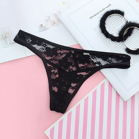 

RPVATI Women s Sexy Lace See Through Panties Breathable G-String Thong Low Waisted Underwear