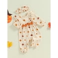 thumbnail image 3 of Halloween Newborn Baby Girl Outfits Ruffle Pumpkin Long Sleeve Romper Jumpsuit with Headband Set Waffle Fall Clothes 0-12M, 3 of 8