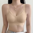 thumbnail image 4 of Ohufall Women's Wide Strap Bra Solid Color Seamless Wireless Bras Push Up Breathable Daily Bralette, 4 of 6