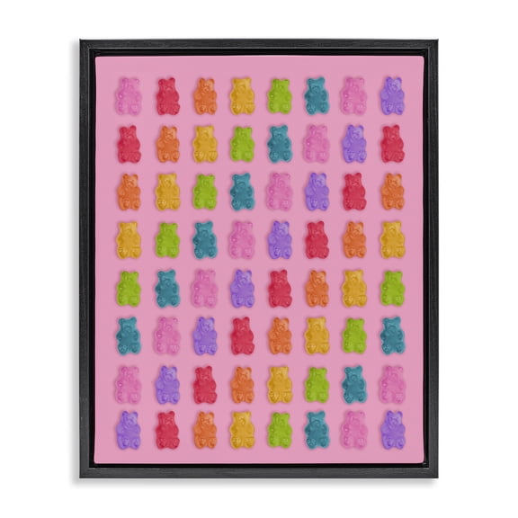 Stupell Industries Contemporary Rainbow Gummy Bear Candies Black Floating Frame Canvas Art, 17 x 21, by LISH Creative