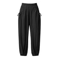 thumbnail image 6 of Edvintorg Cotton Pants for Women Casual Loose Fit Elastic Waisted Cuffed Trousers with Pockets Summer Clothes Womens Black S, 6 of 6
