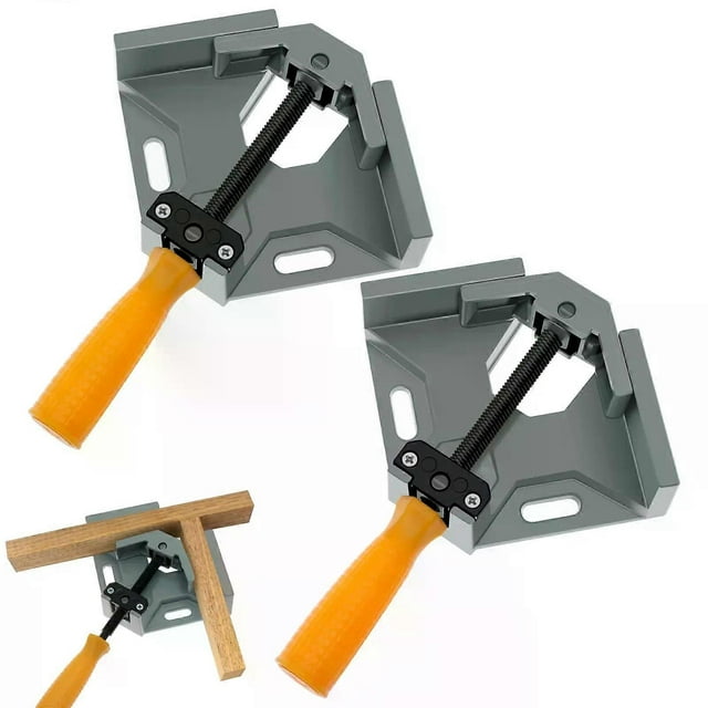 2Pcs Right Angle Clamp Aluminium Alloy Adjustable 90 Degree Corner Woodworking Clamp for Welding Framing Drilling Doweling