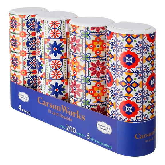 Car Tissues Cylinder 4 Packs Canned Tissue Cylinder Tissue Boxes Fit for Car Cup Holder, Car Cup Holder Facial Tissues(4 Canisters/200 Tissues)