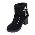 thumbnail image 2 of Women Winter Boots, Round Toe Dressy with Heel Casual with Side Zipper Short Boots, Autumn Winter for Dresses Chunky Heel Shoes, Ankle Booties , Black, 41, 2 of 8