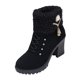 thumbnail image 3 of Botas de invierno para mujer, botines de tacón alto, moda informal para vestidos, tacón alto con cremallera lateral, cómodos zapatos de vestir, punta Negro, 3 of 10