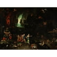 thumbnail image 2 of Jan Brueghel The Elder 14x11 Black Ornate Wood Framed Double Matted Museum Art Print Titled: Aeneas and the Cumaean Sibyl in the Underworld, 2 of 5