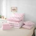 thumbnail image 6 of jejeloiu Ribbon Bow Print 7 Pieces Bedding Comforter Set,Pink Bow Pattern Full Bedding Set For Kids Reversible, 6 of 8