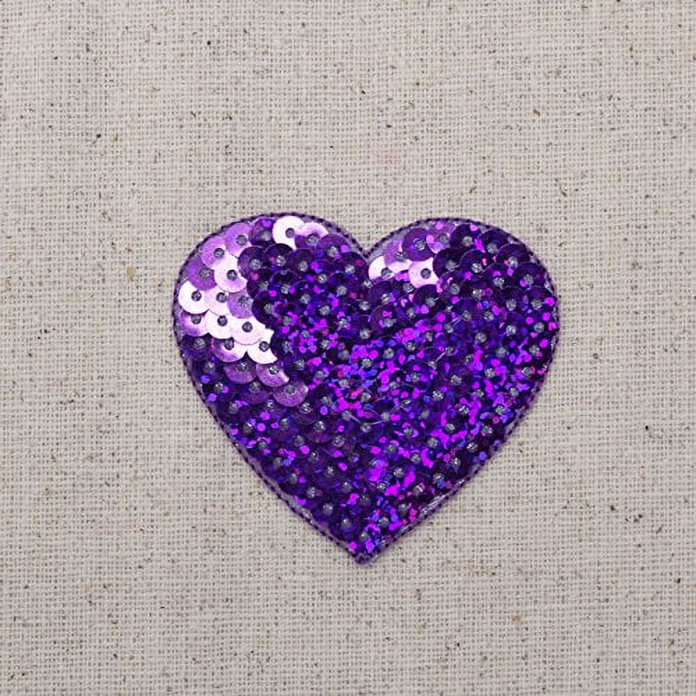 2 Sequin Heart Patches Iron on Patch Gold and Red Love Heart Applique -   Norway