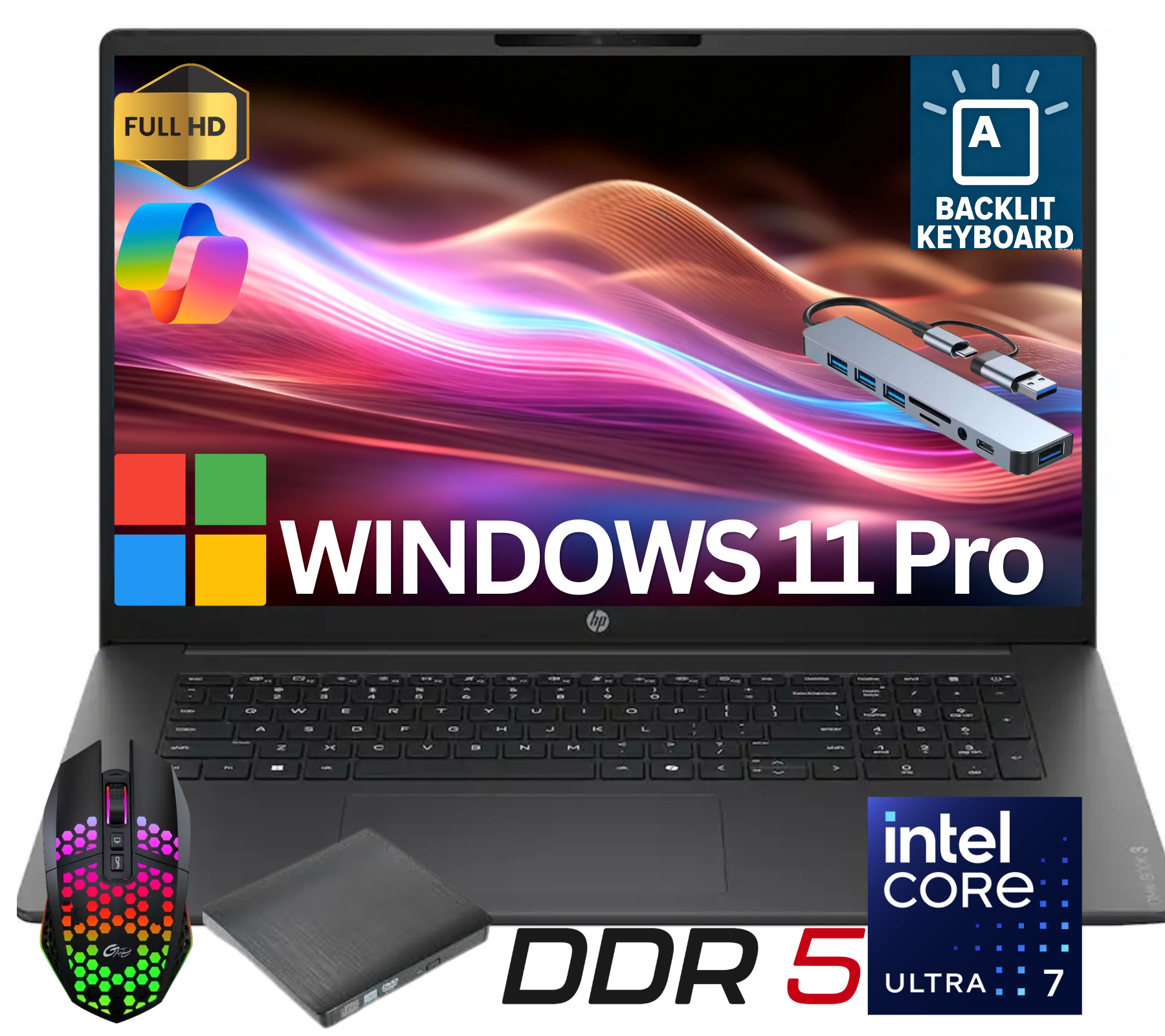 HP 17CN2123NR 17.3 inch Touchscreen Laptop - Intel i3-1215U - 12GB