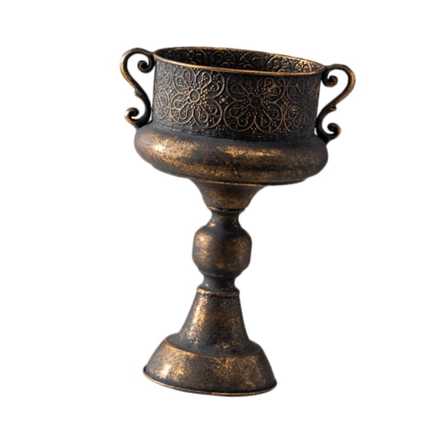 Jarrón de pedestal de flores de estilo vintage, urna para exteriores, maceta rústica elegante con diseño floral 25.5x37cm