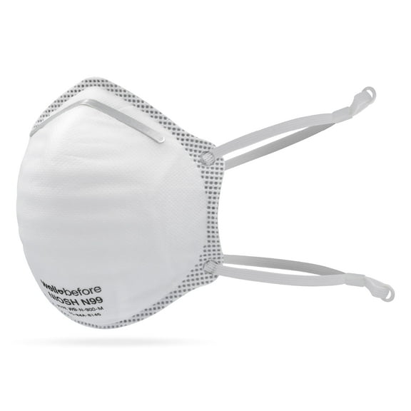 WellBefore N99 Mask NIOSH Approved - Premium Respirator, Pack of 10, White, Individually Wrapped