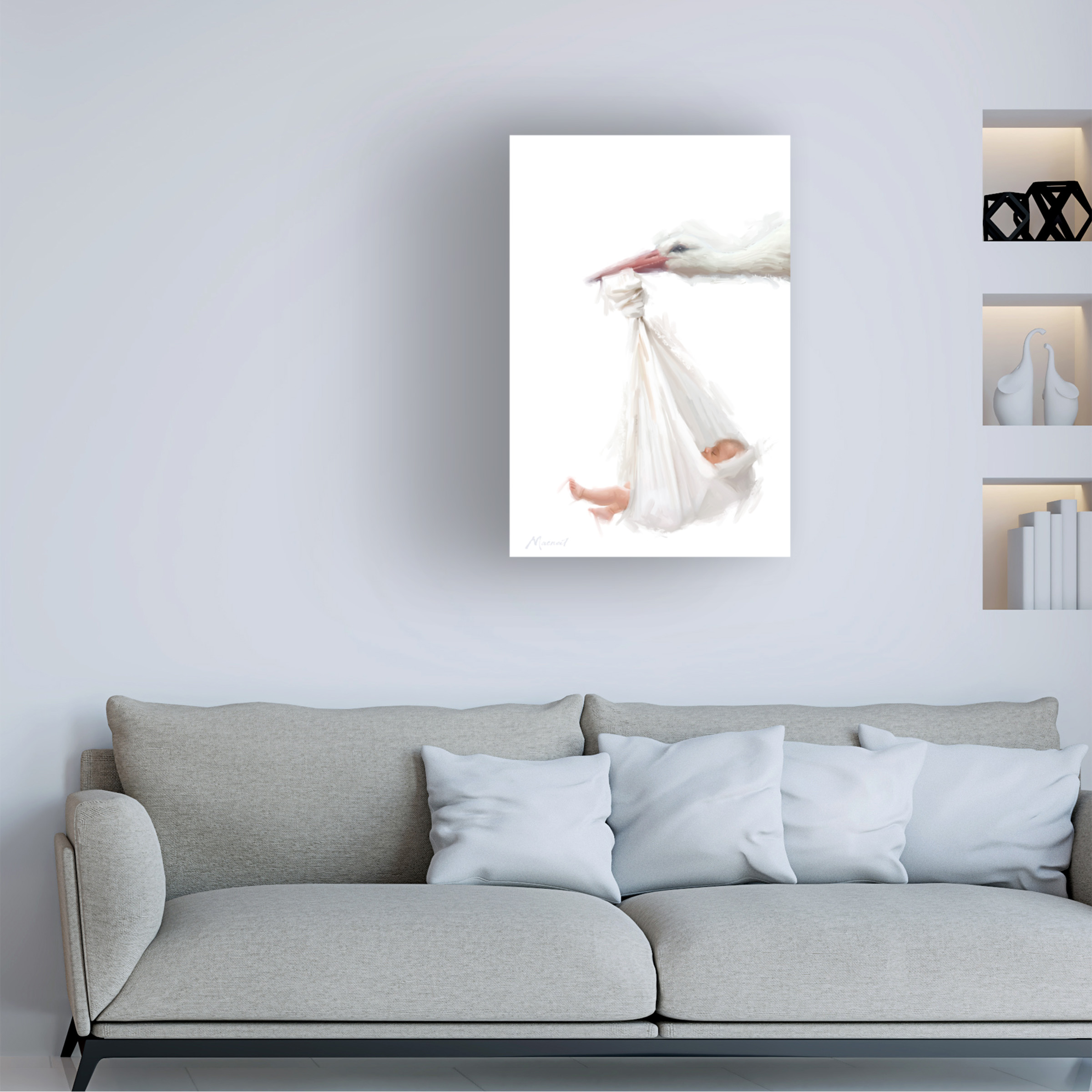 The Macneil Studio 'Stork and Baby' Canvas Art