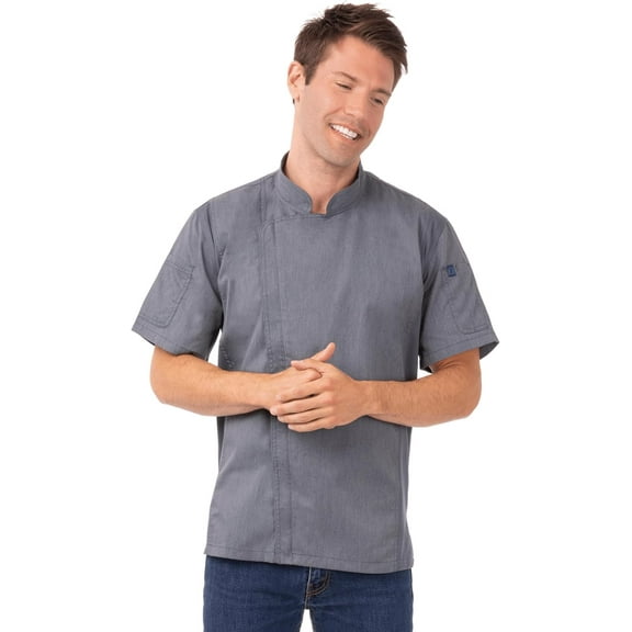 Chef Works Men's Springfield Chef Coat, Ink Blue Chef Jacket with Cool Vent Side Panels, Small