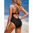 thumbnail image 5 of Charmo V Neck One Piece Swimsuit for Womens Crochet Mesh Cut Out Bathing Suit, 5 of 5