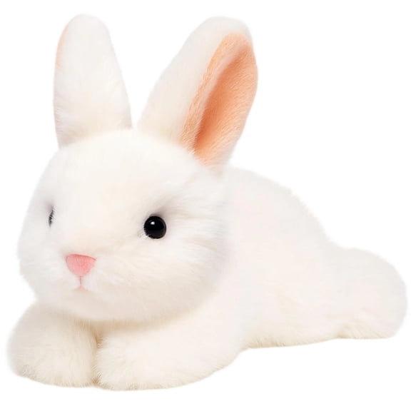 Kiewfjdk Realistic White Rabbit Plush Toy, 7" Lifelike Bunny Stuffed Animal, Soft Huggable Easter Plushie for Kids, Back to School Graduation Gift, Educational Toy & Room Decor