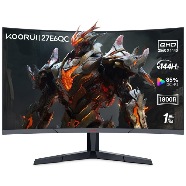 KOORUI Monitor Curvo para Juegos de 32 Pulgadas - Pantalla QHD (2560 x 1440) 2K, Monitor 170Hz 144Hz, Curvatura 1500R, 1ms, HDR10, Sincronización Adaptativa, Inclinación Ajustable, DisplayPort HDMI, N