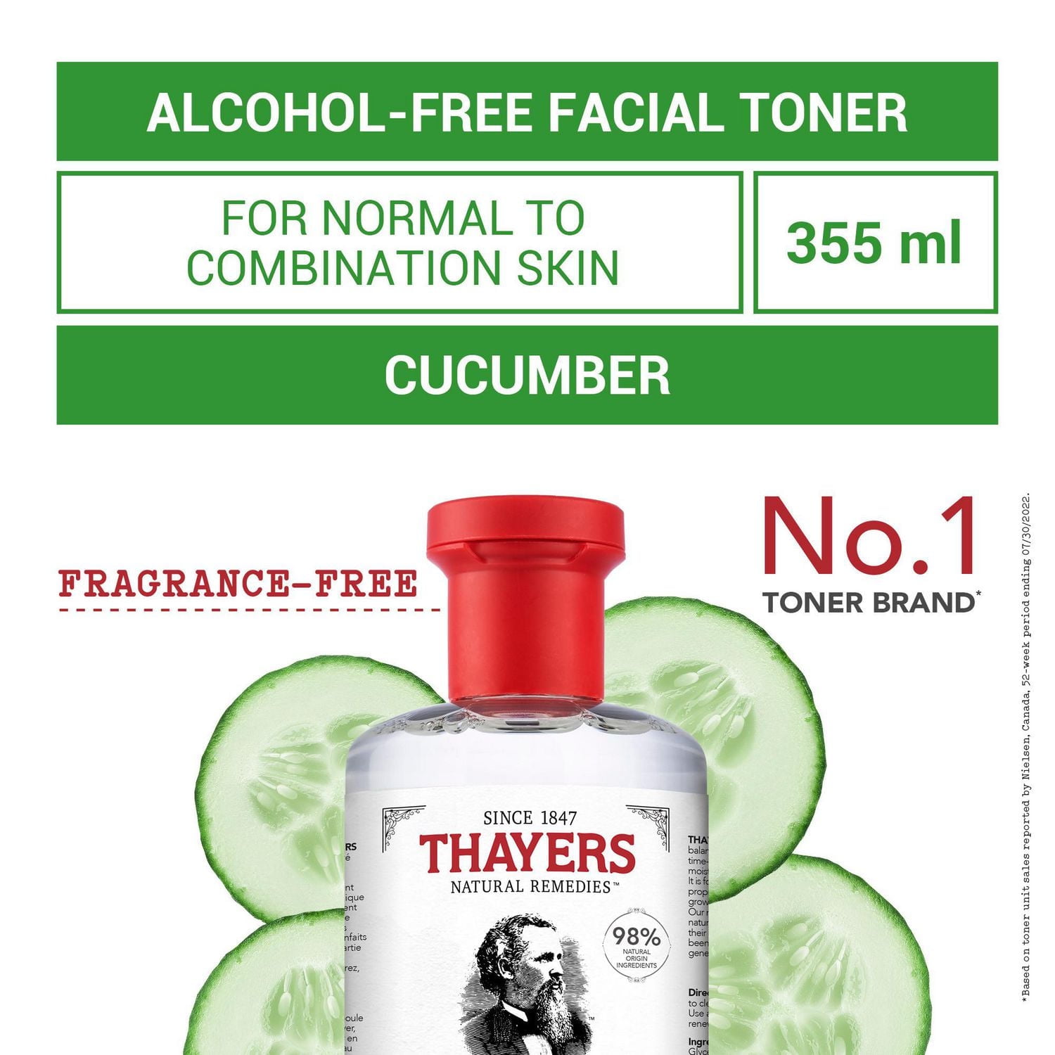 Thayers hamamélis concombre Tonique Visage Sans Alcool