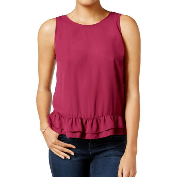 Maison Jules Womens Ruffled Hem Tank Top