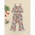 thumbnail image 4 of Coduop Toddler Girl Bell Bottoms Floral Print Sleeveless Crop Top Flare Pants 1-5 Years, 4 of 8