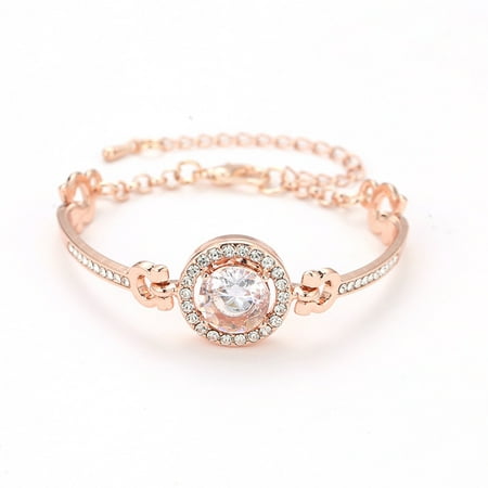 Women Simple Elegant Shinning Diamond Bracelet Rose (Best Diamond Bracelet Designs)