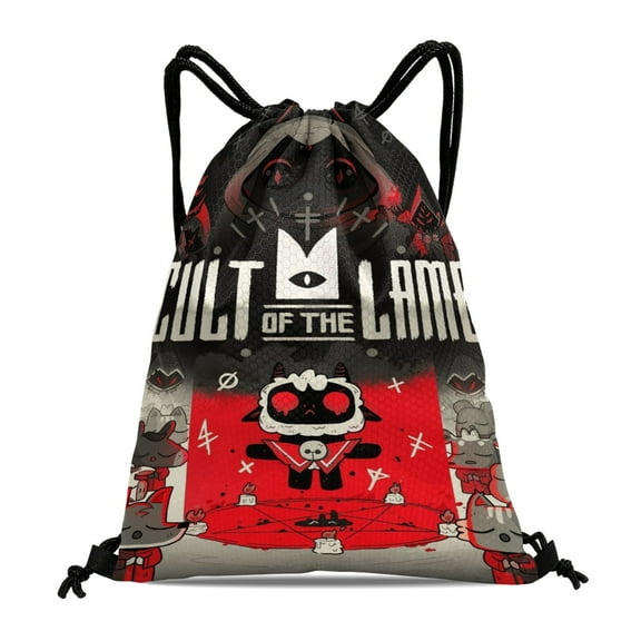 cult of the lamb Drawstring Backpack Bag Party Favors Goodies Merch Gym Waterproof Swimming Beach Fans