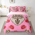 thumbnail image 3 of Feelyou Rustic Wolf Wildlife Twin Bedding Sets 7-Piece, Fashion Red Rose Floral Bedding Comforter Set, Teens Kids Boys Girls Reversible Sheet Sets, Luxury Bedroom Decor, 3 of 9