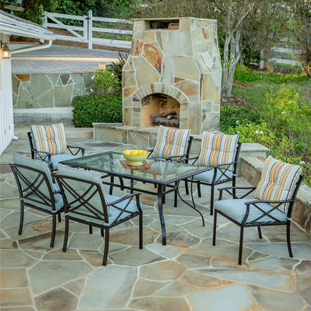Redford 7-Piece Patio Dining Set with Powder Coated Steel Frame, Seats 6