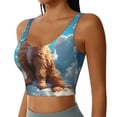 thumbnail image 2 of Gukieu Cartoon Cloud Puppy Print Women's Sports Vest, Low-neck U-shaped Removable Pad Sports Bra for Yoga, Exercise, Dance-XX-Large, 2 of 8