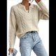 thumbnail image 1 of Suéteres de Punto para Mujer, Suéteres de Larga con Cuello en V, Camisetas Informales, Conjuntos de Moda de Otoño. Albaricoque M, 1 of 9