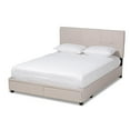 thumbnail image 1 of Baxton Studio Netti Lit Plateforme Grand avec Rangement Capitonné en Tissu, Beige, 1 of 12