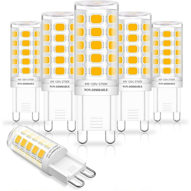 Af en toe Umeki vezel G9 Led Bulb 4W(40W Halogen Equivalent), Warm White 2700K, G9 Bipin Base,  120V 400 Lumen, 360°Beam Angle, G9 LED Light Bulbs for Chandelier, 6 Pack,  Non-Dimmable - Walmart.com
