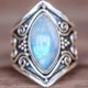thumbnail image 3 of Anillo solitario de filigrana de plata de ley 925 con piedra lunar natural en forma de marquesa, talla 8, 3 of 5