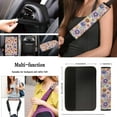 thumbnail image 4 of Jeiento Tropical Flowers Car Seat Covers Front Rear Split Bench Full Set Steering Wheel Seat Belt Pads Coasters Armrest Pad Keychain Chapstick Holder, Purple 13 PCS Automobile Interior Sets, 4 of 8