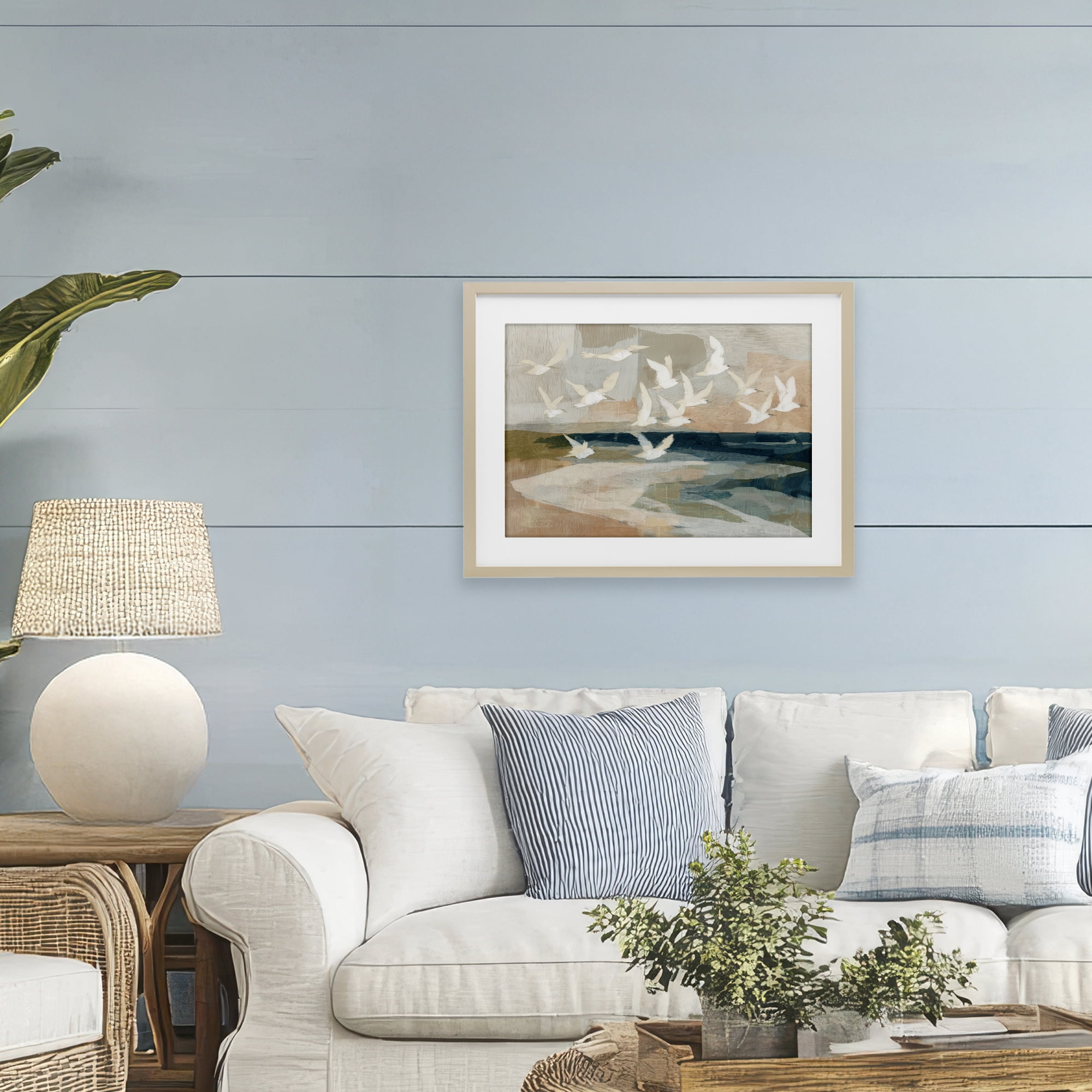 Stupell Industries Birds in Flight Over Water Birch Framed Print Under Glass, design by Chromatic Storm Studio