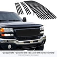 thumbnail image 3 of APS Compatible with GMC Sierra 1500 2500HD 3500 2003-2006 & 07 Classic Stainless Steel Black 8x6 Horizontal Billet Grille Insert Combo G87978J, 3 of 7