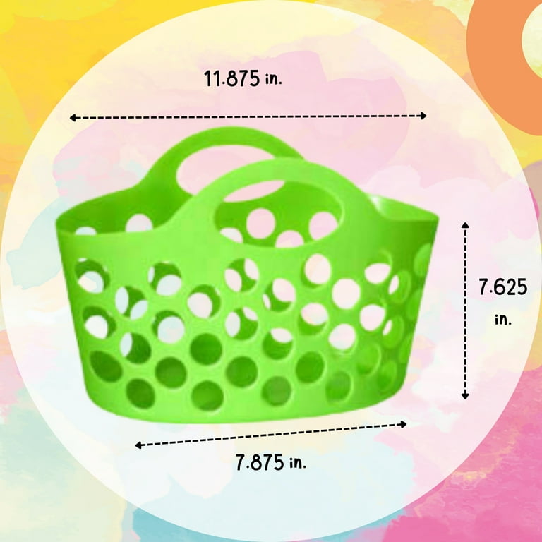 A1 Unlimited Colorful Plastic Oval Carry Totes with Handles 11.87x7.87x7.62 in. Assorted Multicolored Basket Storage Bucket Caddy Multipurpose Organizer Reusable Homke Kitchen Set of 2 Green Walmart.c...